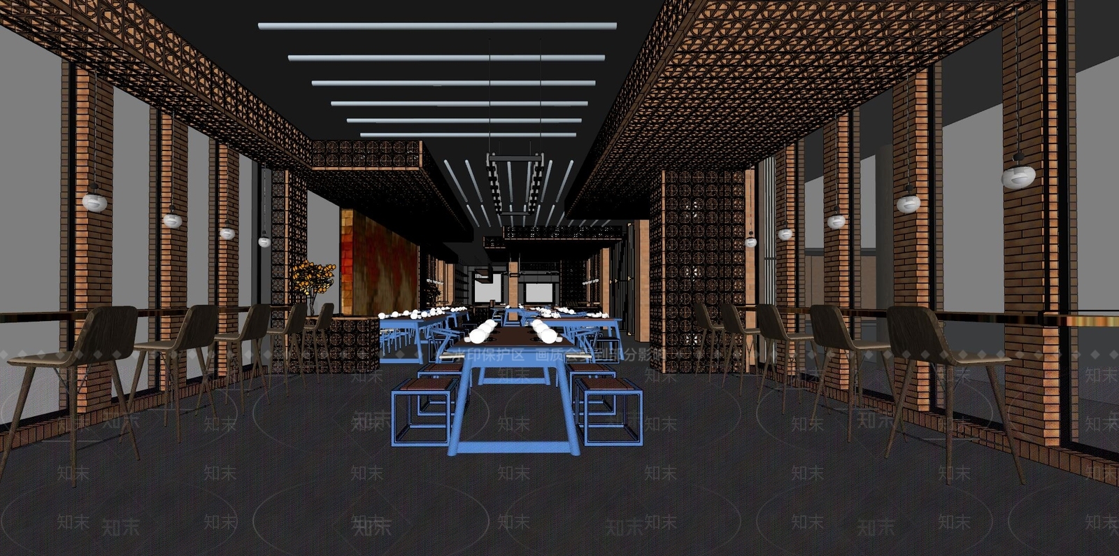新中式中式中餐厅SU模型下载【ID:1184238438】