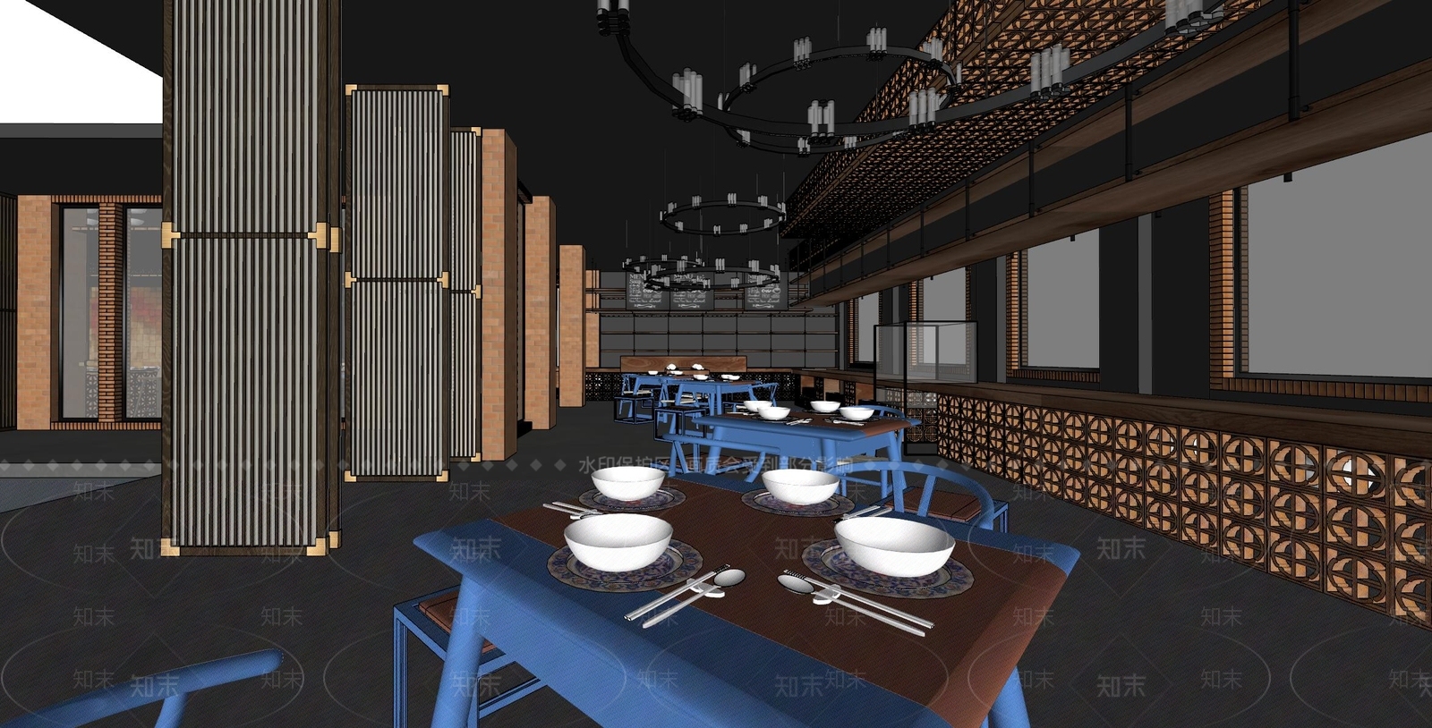 新中式中式中餐厅SU模型下载【ID:1184238438】