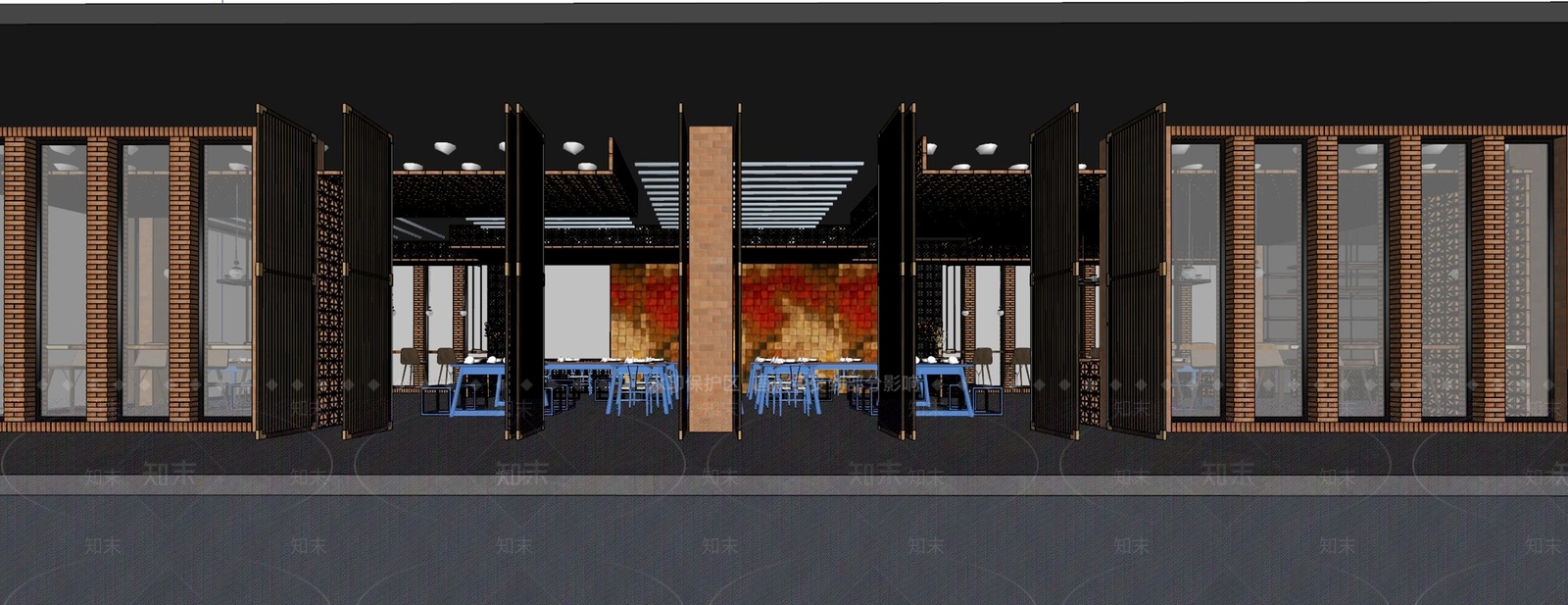 新中式中式中餐厅SU模型下载【ID:1184238438】