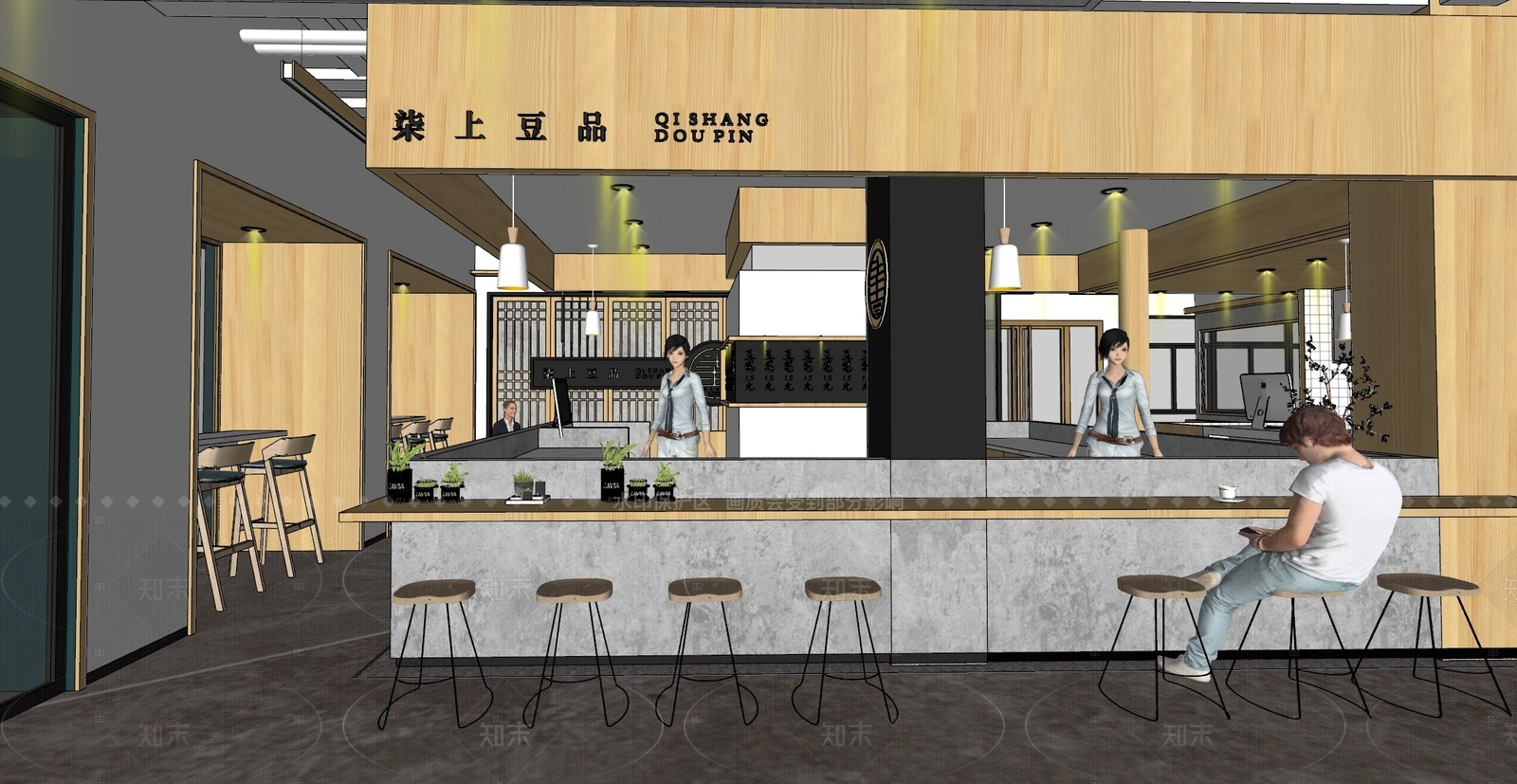 现代快餐店SU模型下载【ID:1216029404】