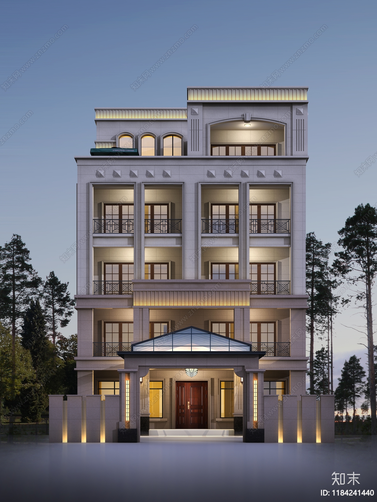 现代简欧别墅建筑施工图下载【ID:1184241440】