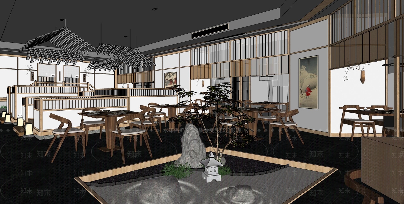 现代日式日料店SU模型下载【ID:1184241484】