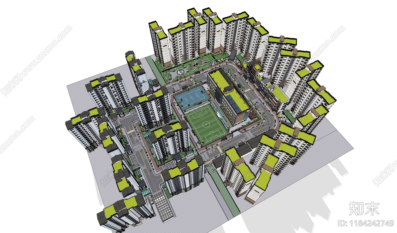 现代轻奢多层住宅SU模型下载【ID:1184242749】