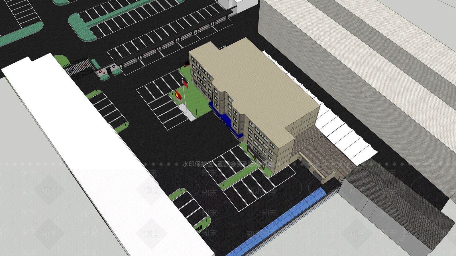现代办公景观SU模型下载【ID:1184243816】