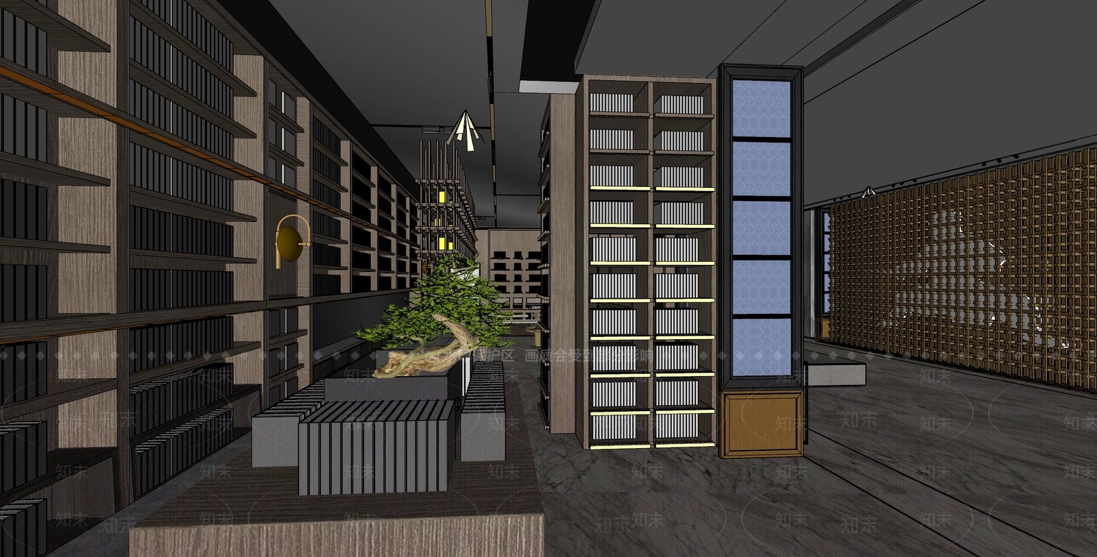 现代新中式书店SU模型下载【ID:1184249162】