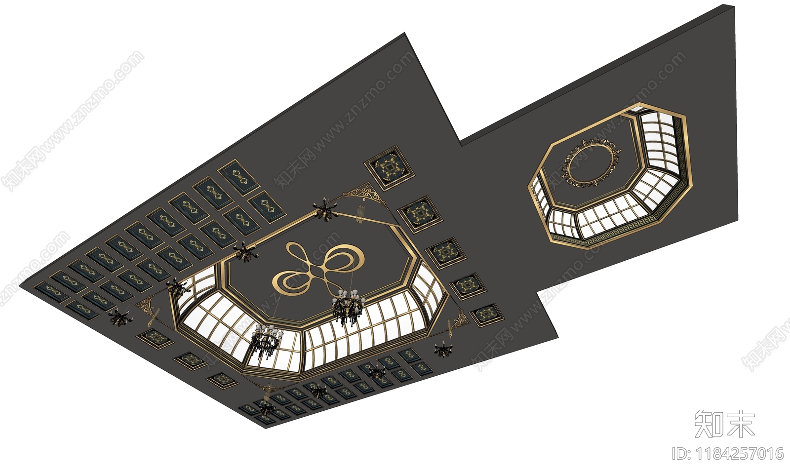 美式欧式吊顶SU模型下载【ID:1184257016】