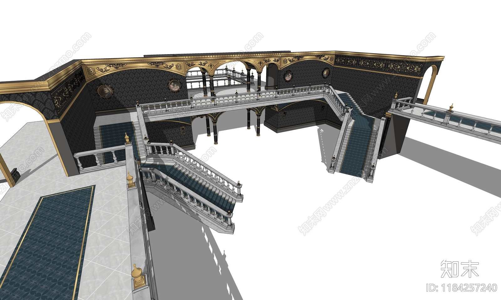 法式欧式楼梯SU模型下载【ID:1184257240】