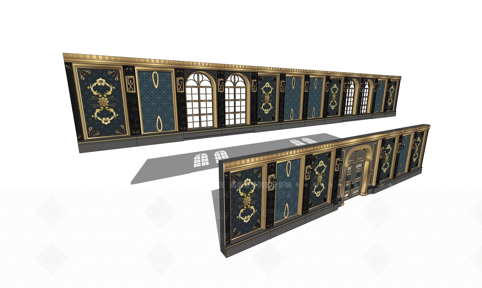 美式欧式护墙板SU模型下载【ID:1184257392】