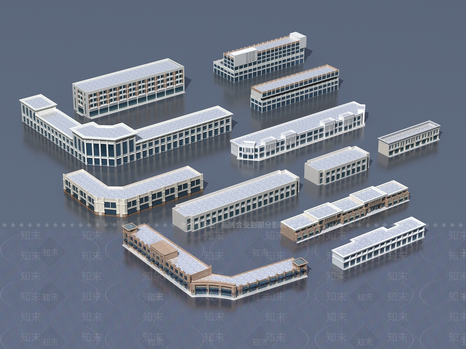现代商业街3D模型下载【ID:1184258279】