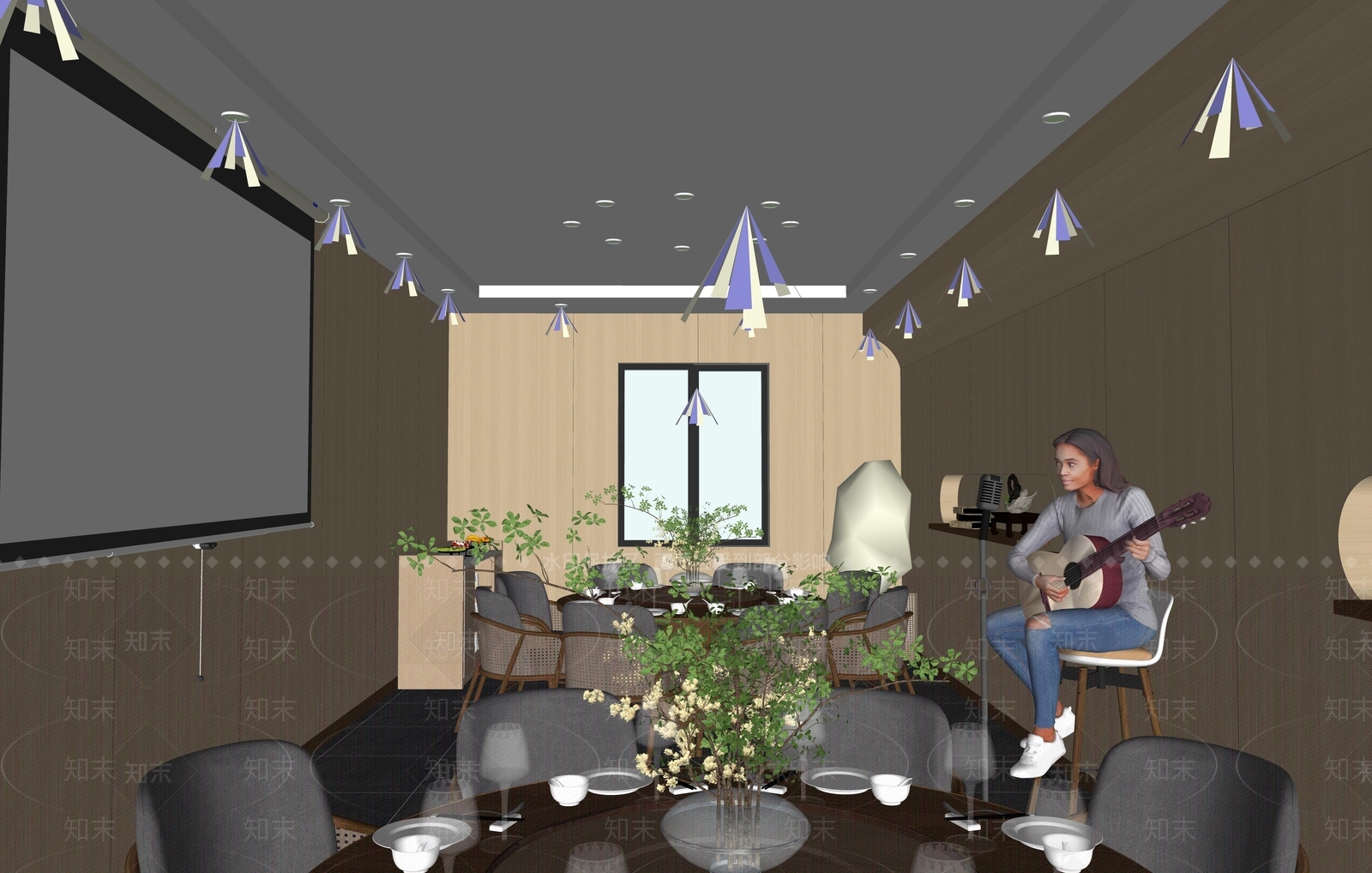 新中式包厢SU模型下载【ID:1184259857】