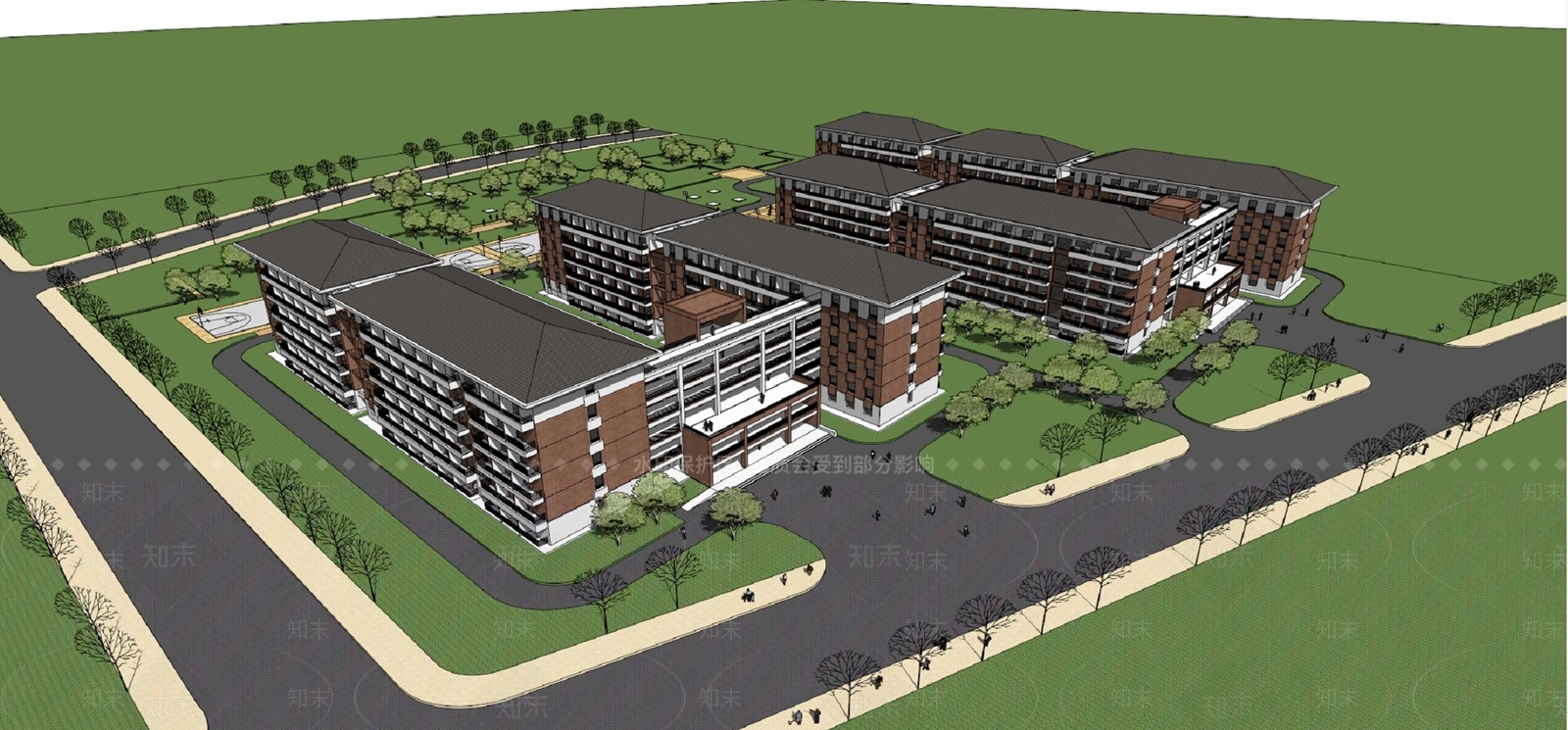 现代学校建筑SU模型下载【ID:1184267137】