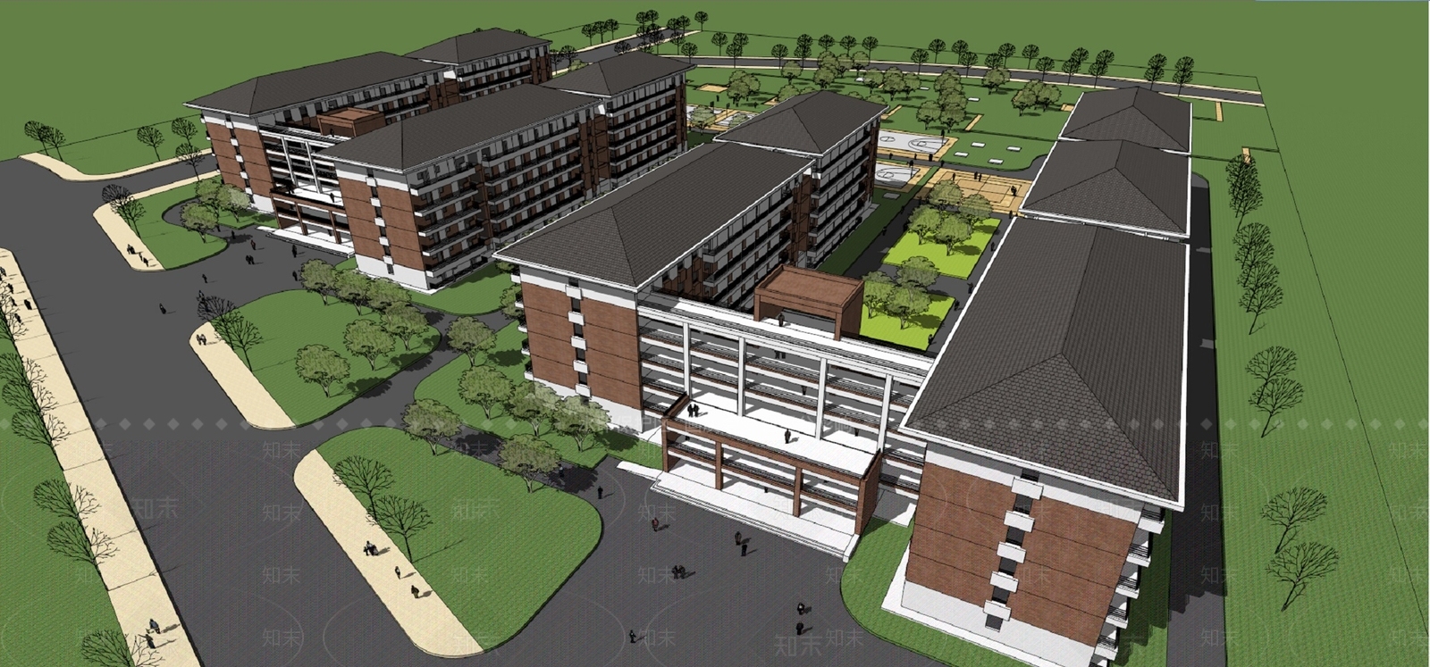 现代学校建筑SU模型下载【ID:1184267137】