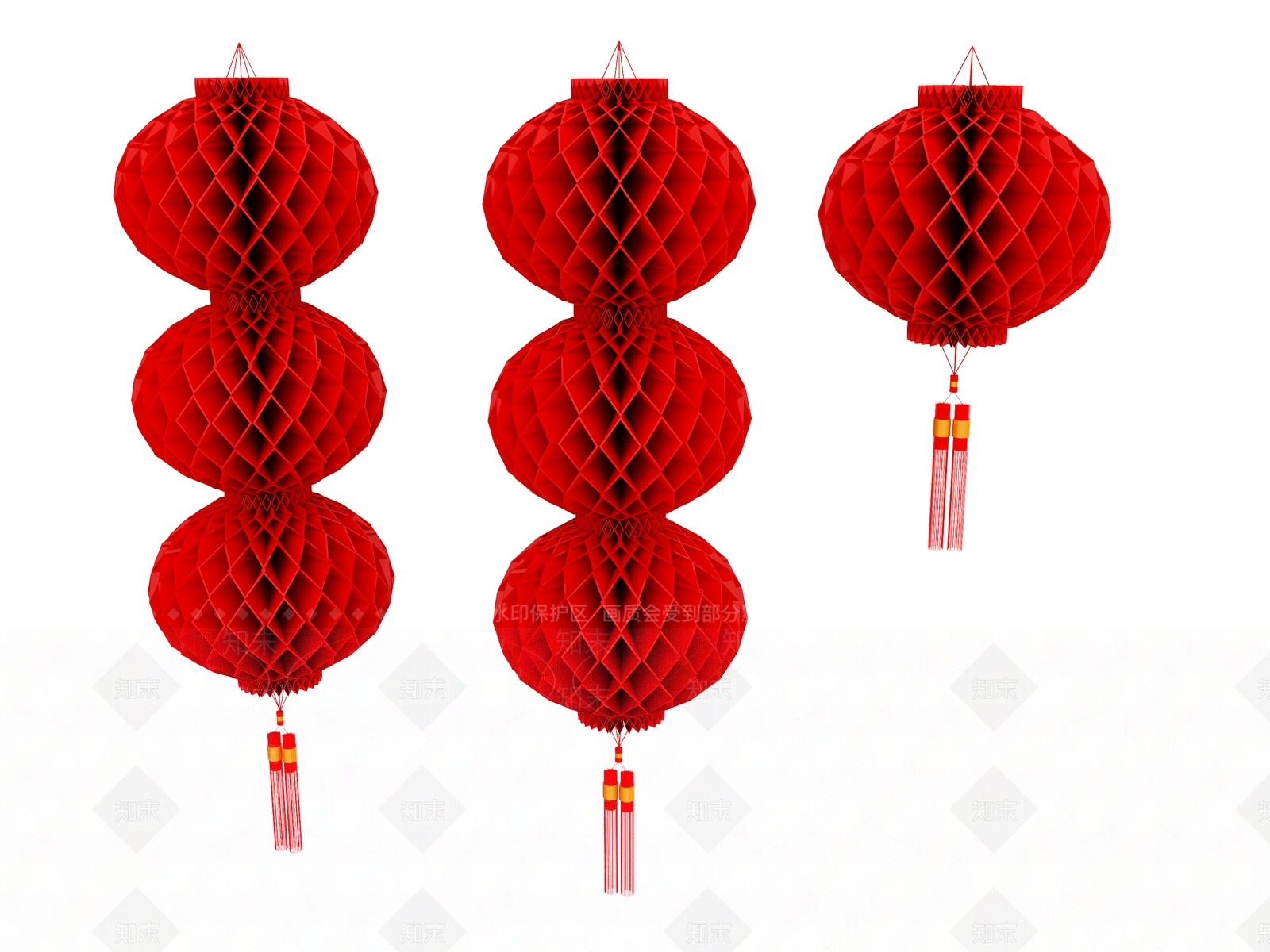 新中式中式灯笼3D模型下载【ID:1184275337】_知末3d模型网