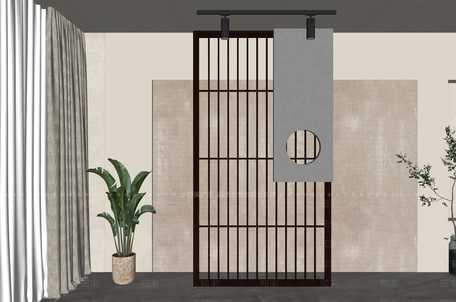 新中式隔断SU模型下载【ID:1184276718】