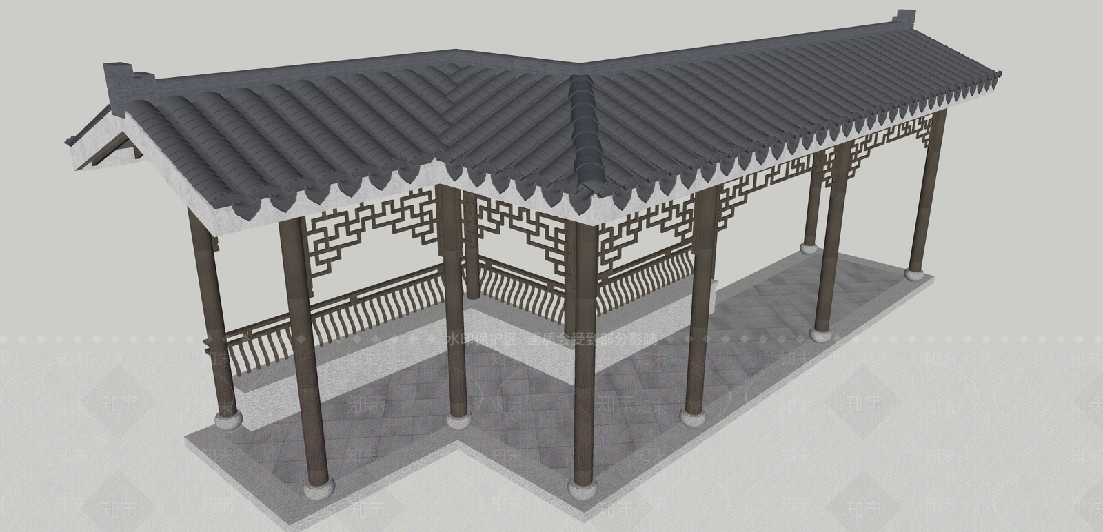 中式古建筑SU模型下载【ID:1184277988】
