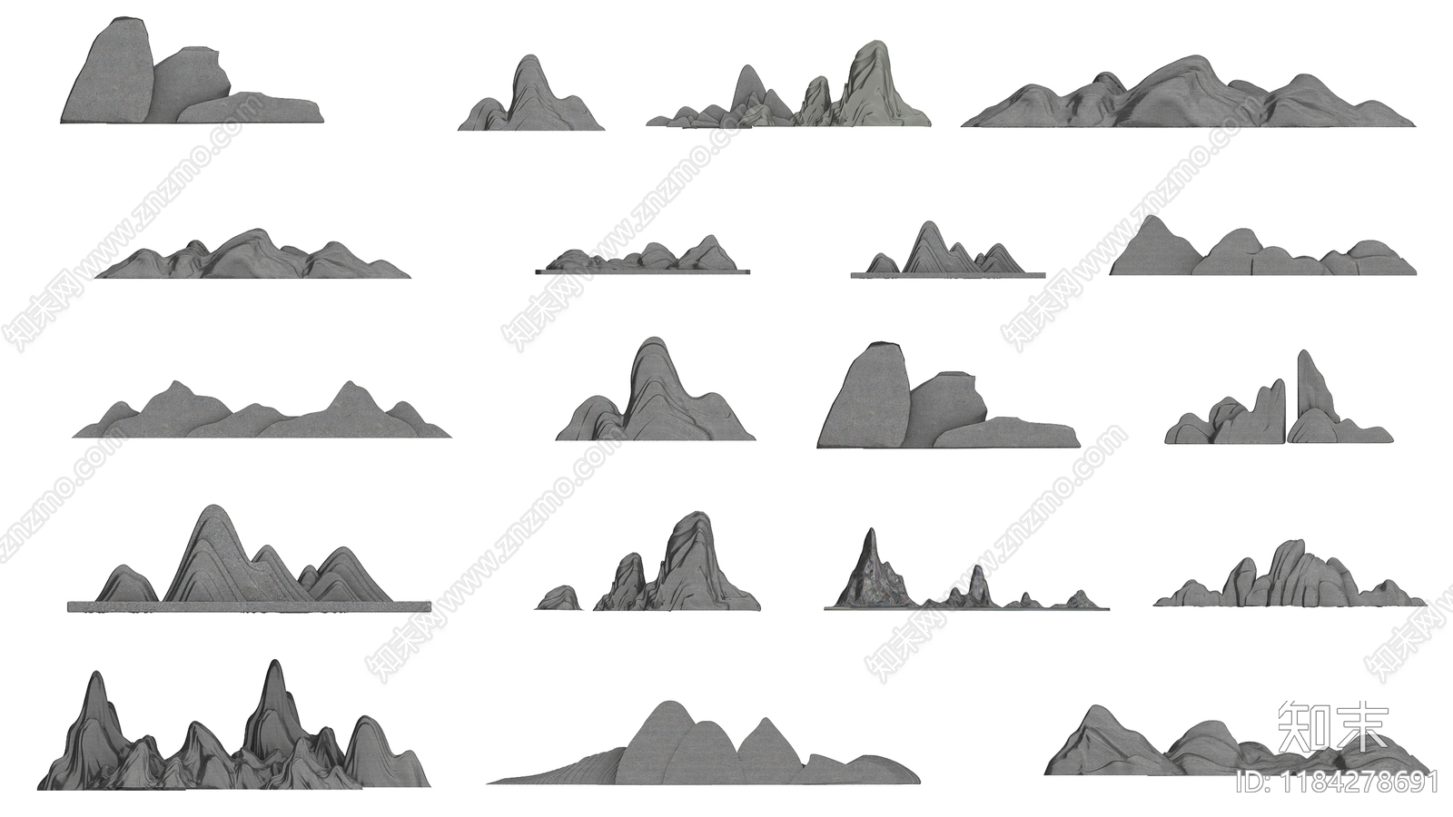 新中式中式假山水景3D模型下载【ID:1184278691】