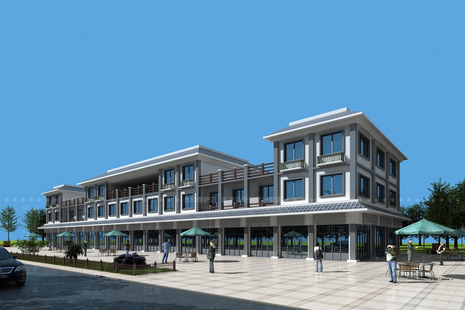 新中式商业街3D模型下载【ID:1184279971】