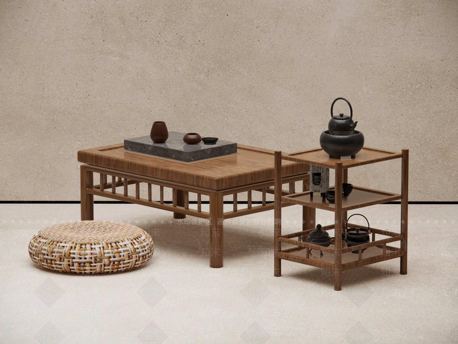 中古新中式餐桌SU模型下载【ID:1184282428】