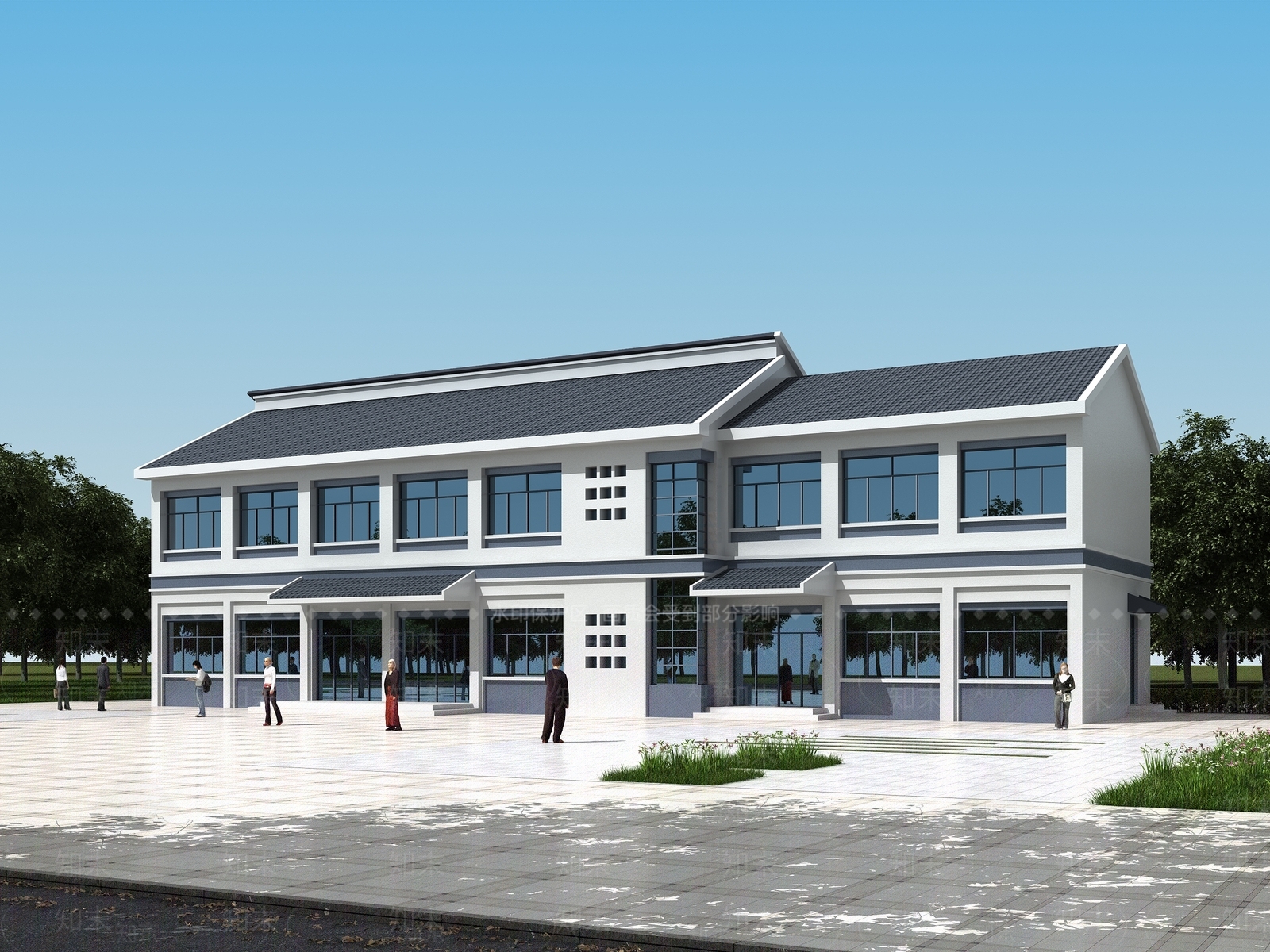 新中式办公楼3D模型下载【ID:1184284009】
