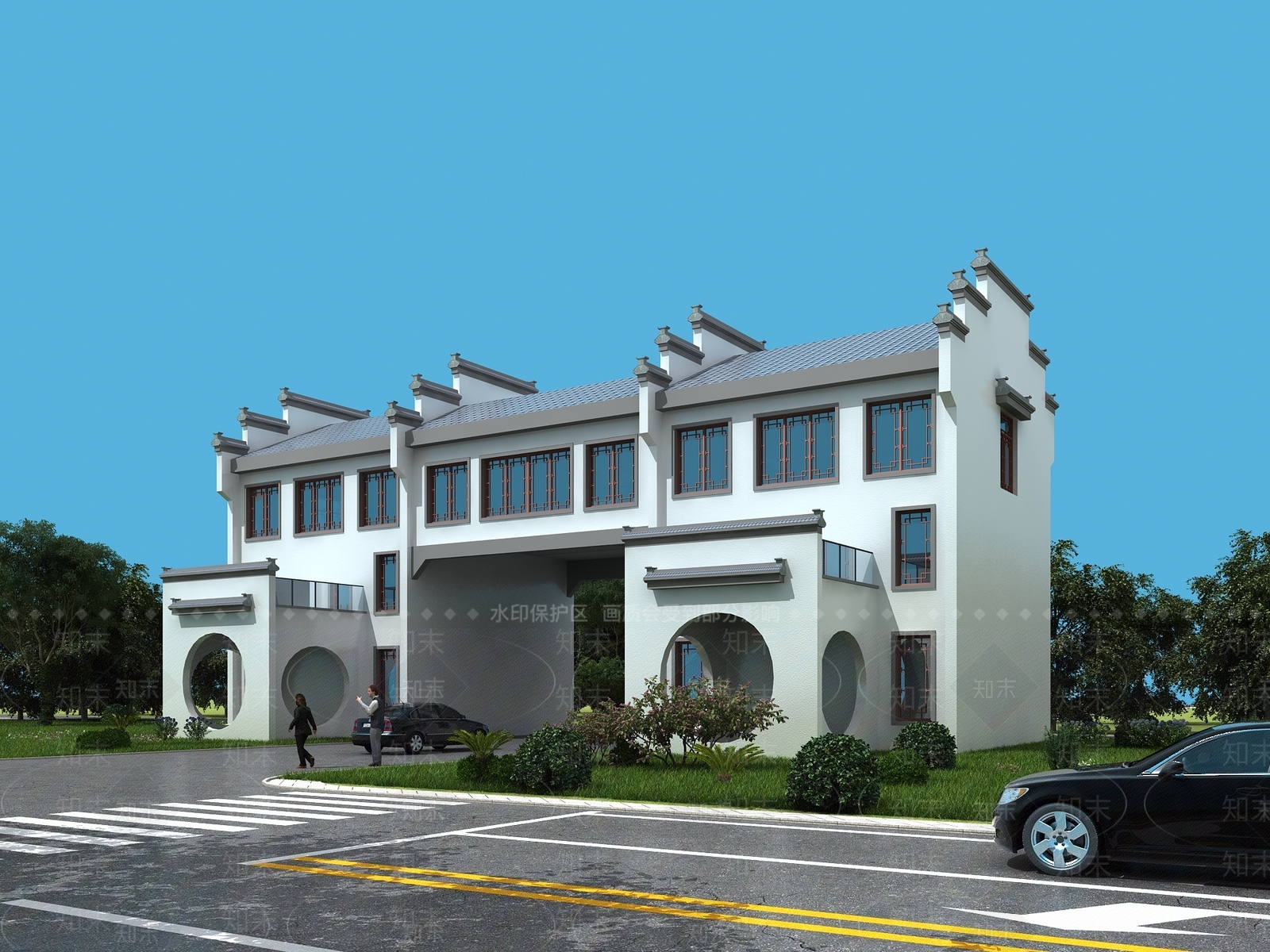 新中式办公楼3D模型下载【ID:1184284603】
