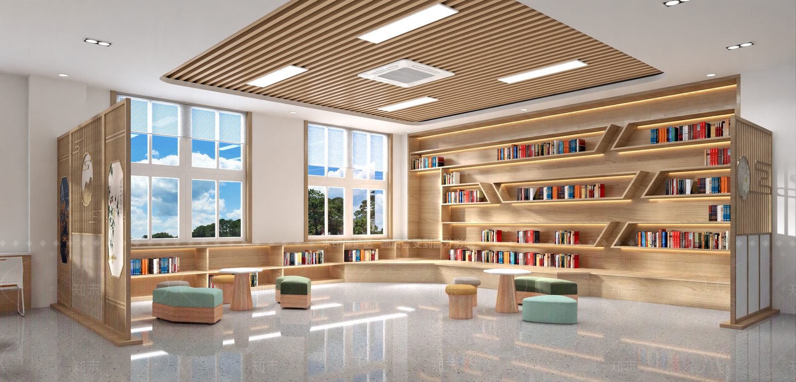 现代图书馆3D模型下载【ID:1214998668】