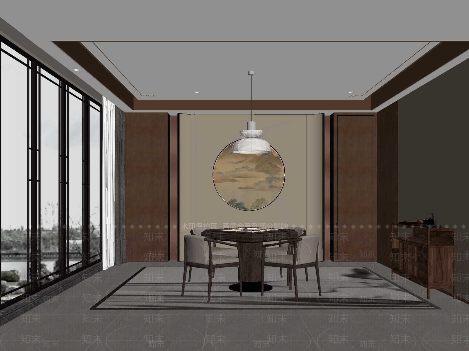 新中式棋牌室SU模型下载【ID:1184287280】