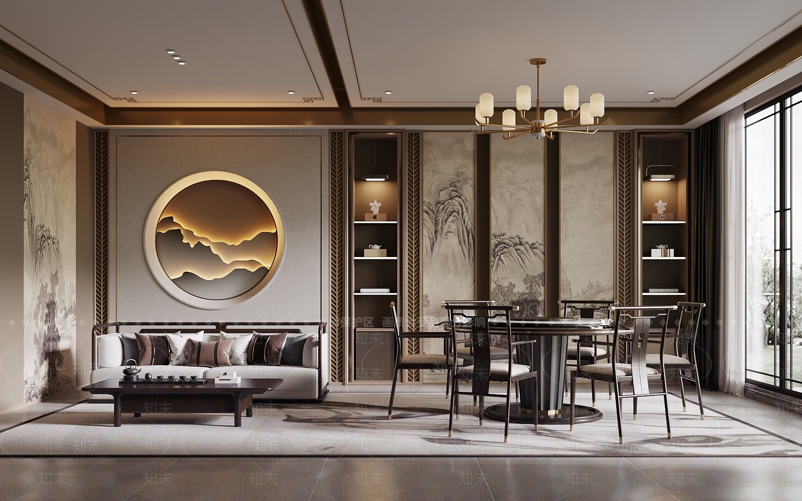 新中式包厢SU模型下载【ID:1184287312】