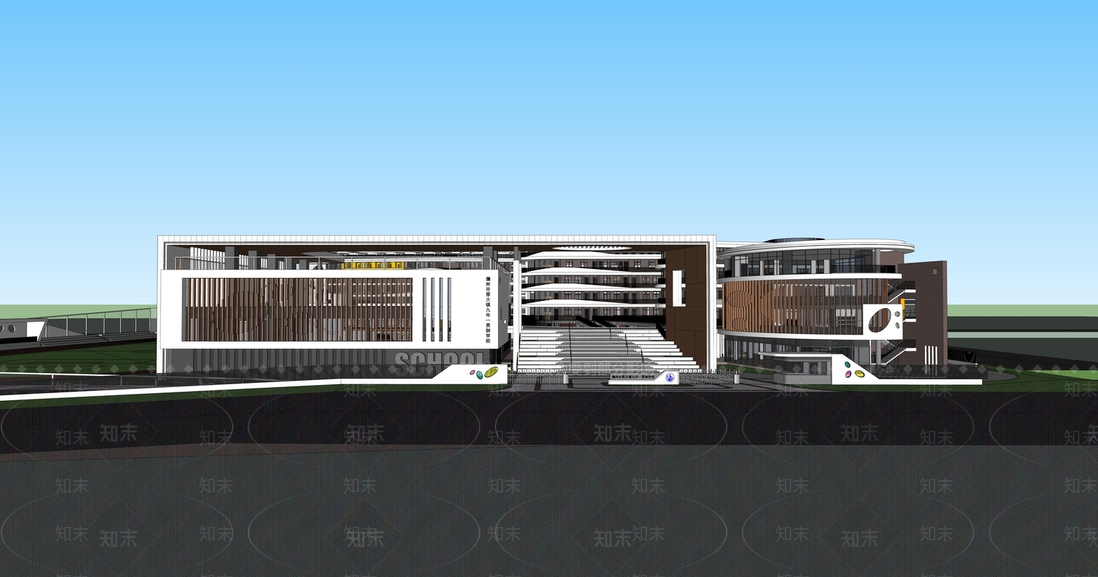 现代学校建筑SU模型下载【ID:1184289232】