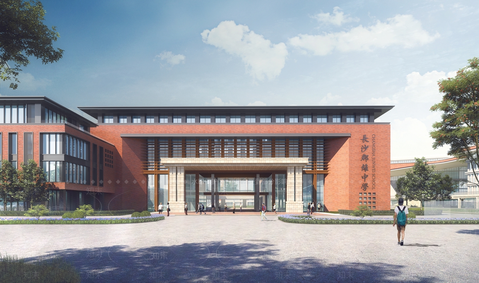 现代新中式学校建筑SU模型下载【ID:1184289343】