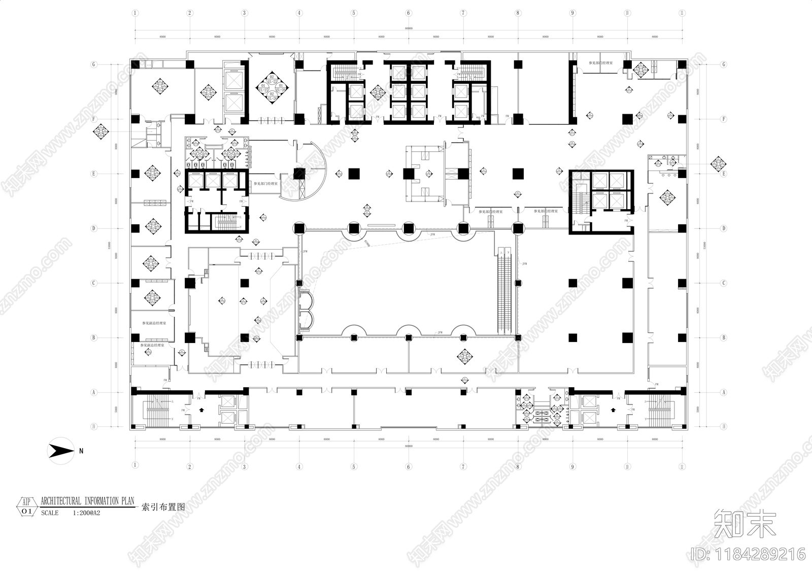 现代整体办公空间cad施工图下载【ID:1184289216】