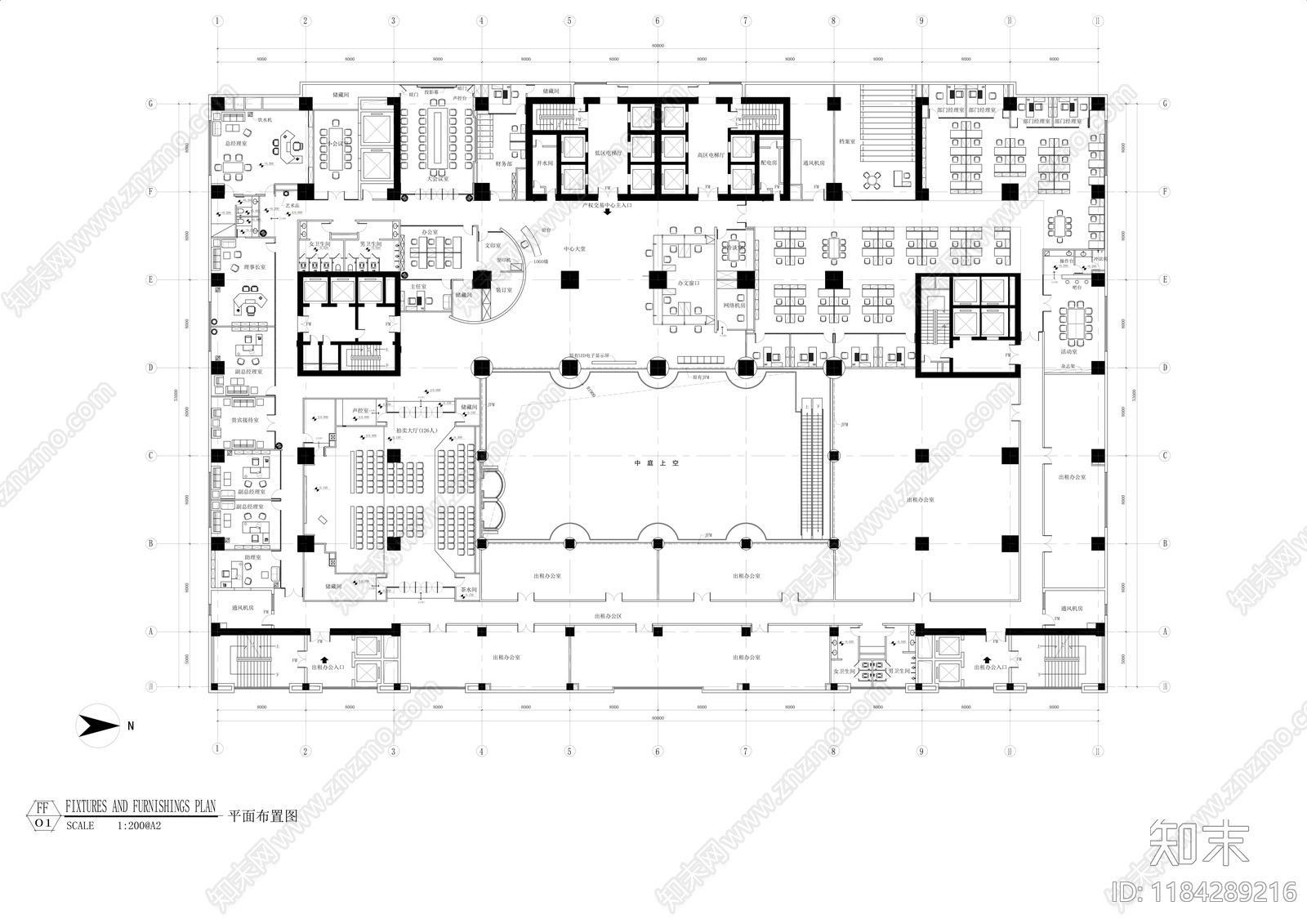 现代整体办公空间cad施工图下载【ID:1184289216】