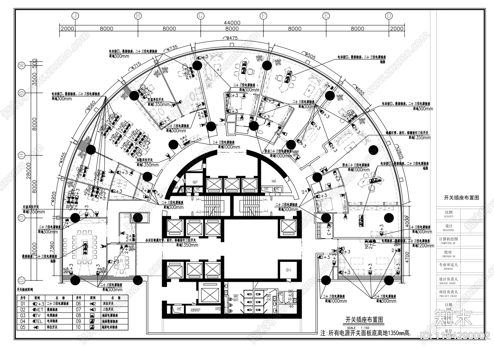 现代整体办公空间cad施工图下载【ID:1184290002】