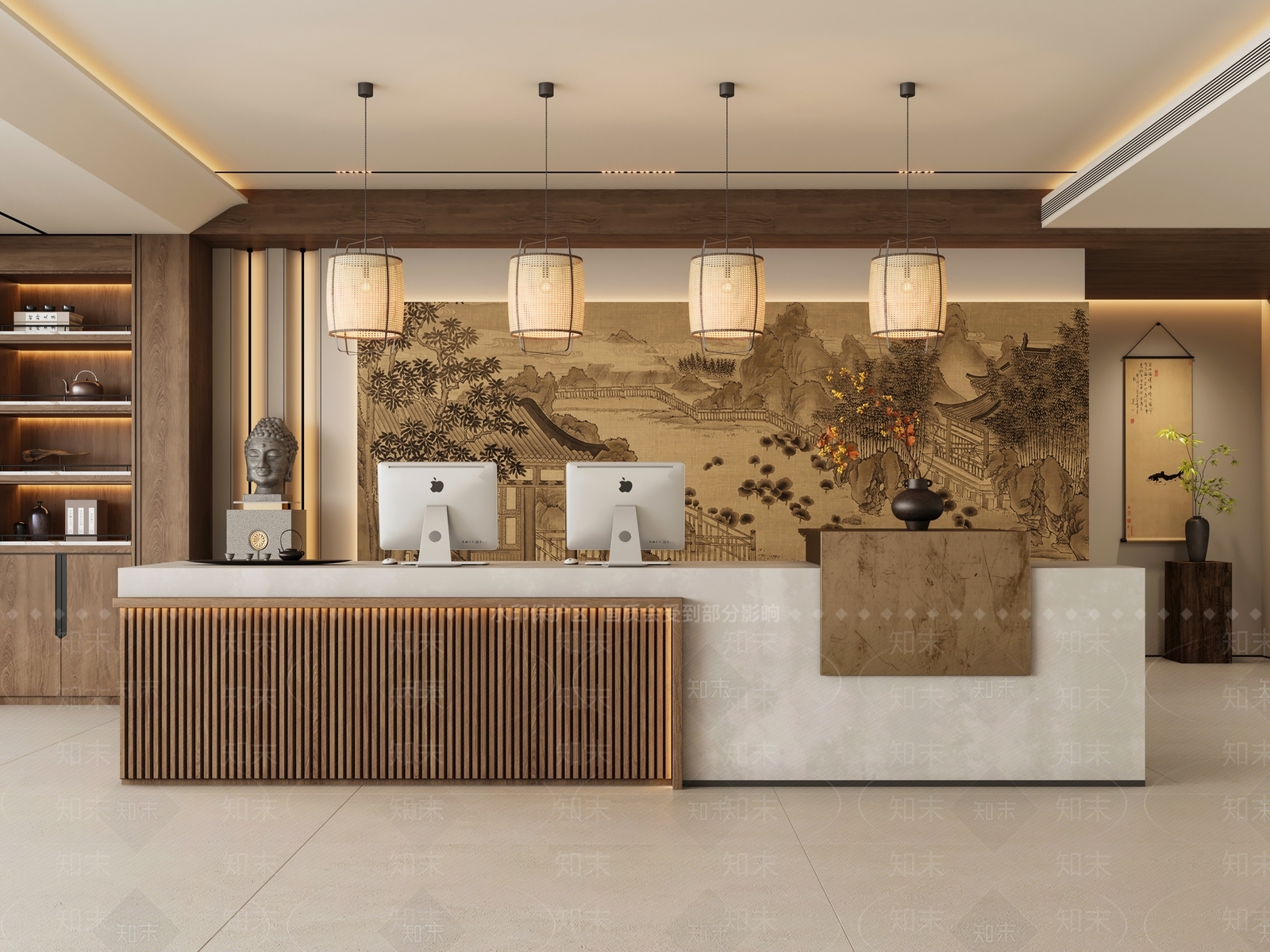 禅意新中式酒店3D模型下载【ID:1184290315】