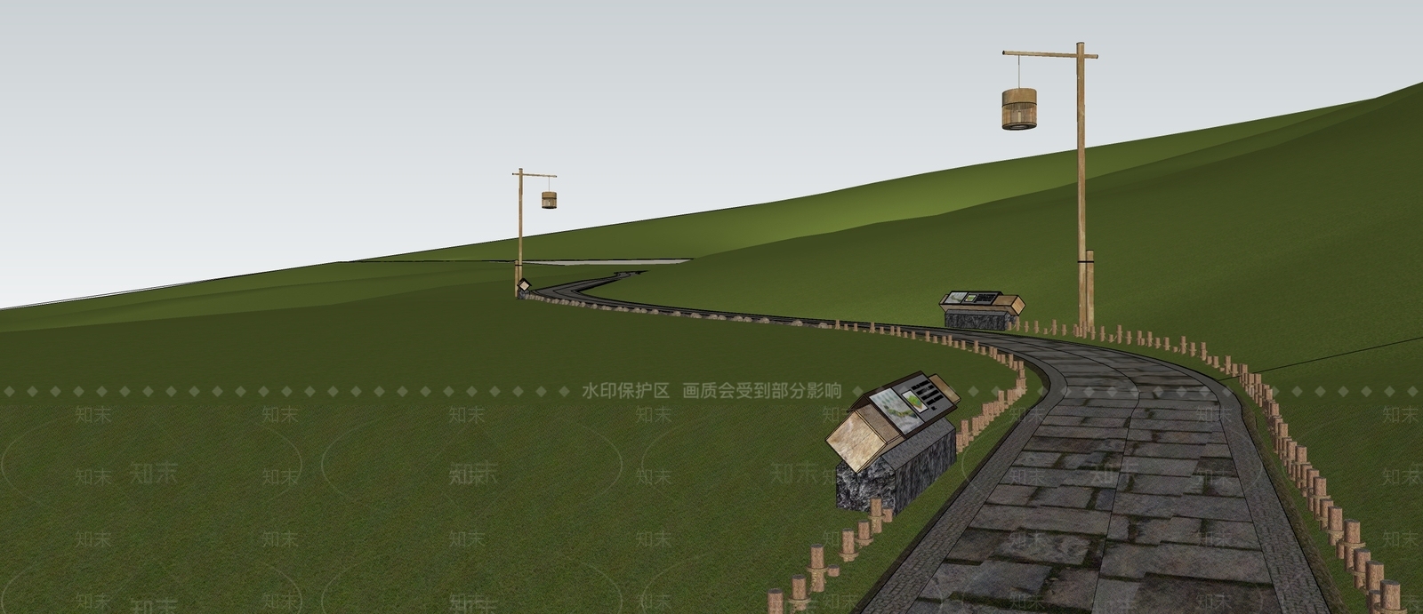 现代园路SU模型下载【ID:1184291075】