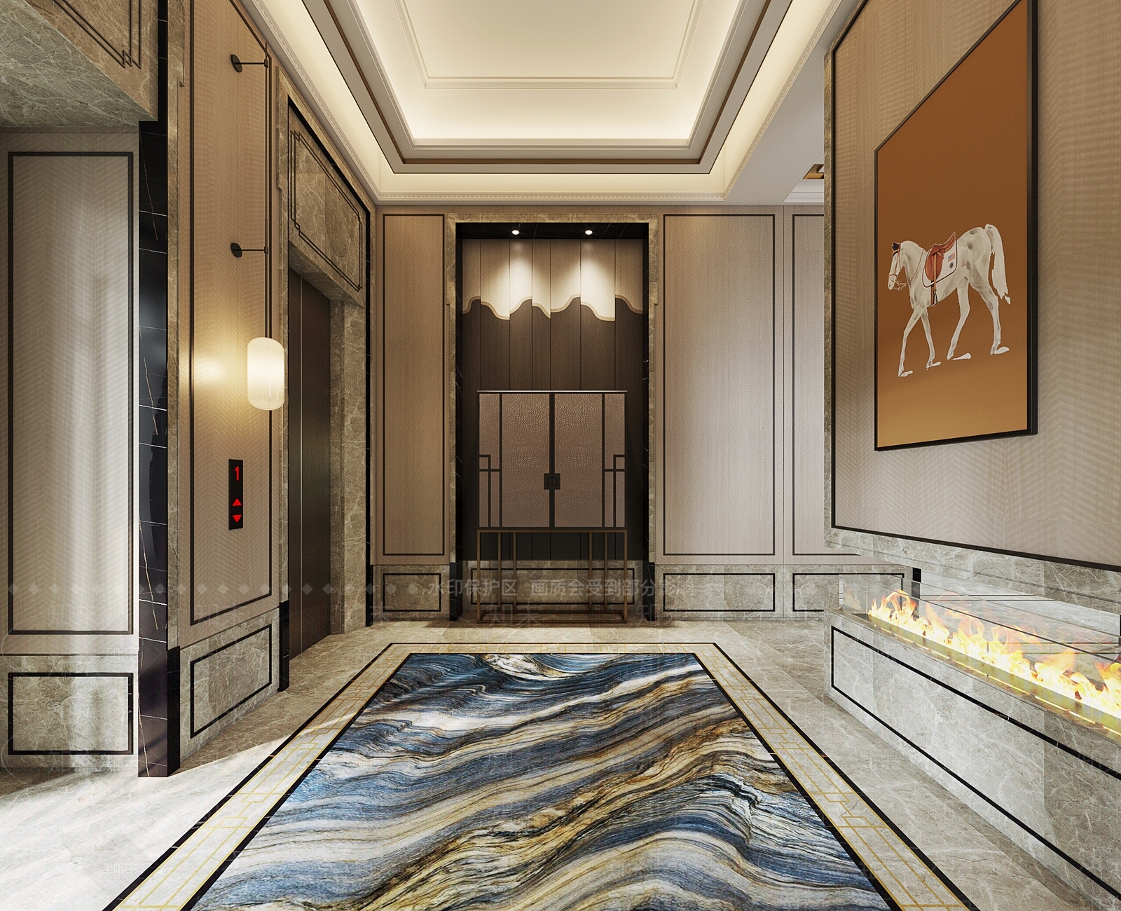 现代别墅电梯间3D模型下载【ID:1184293865】