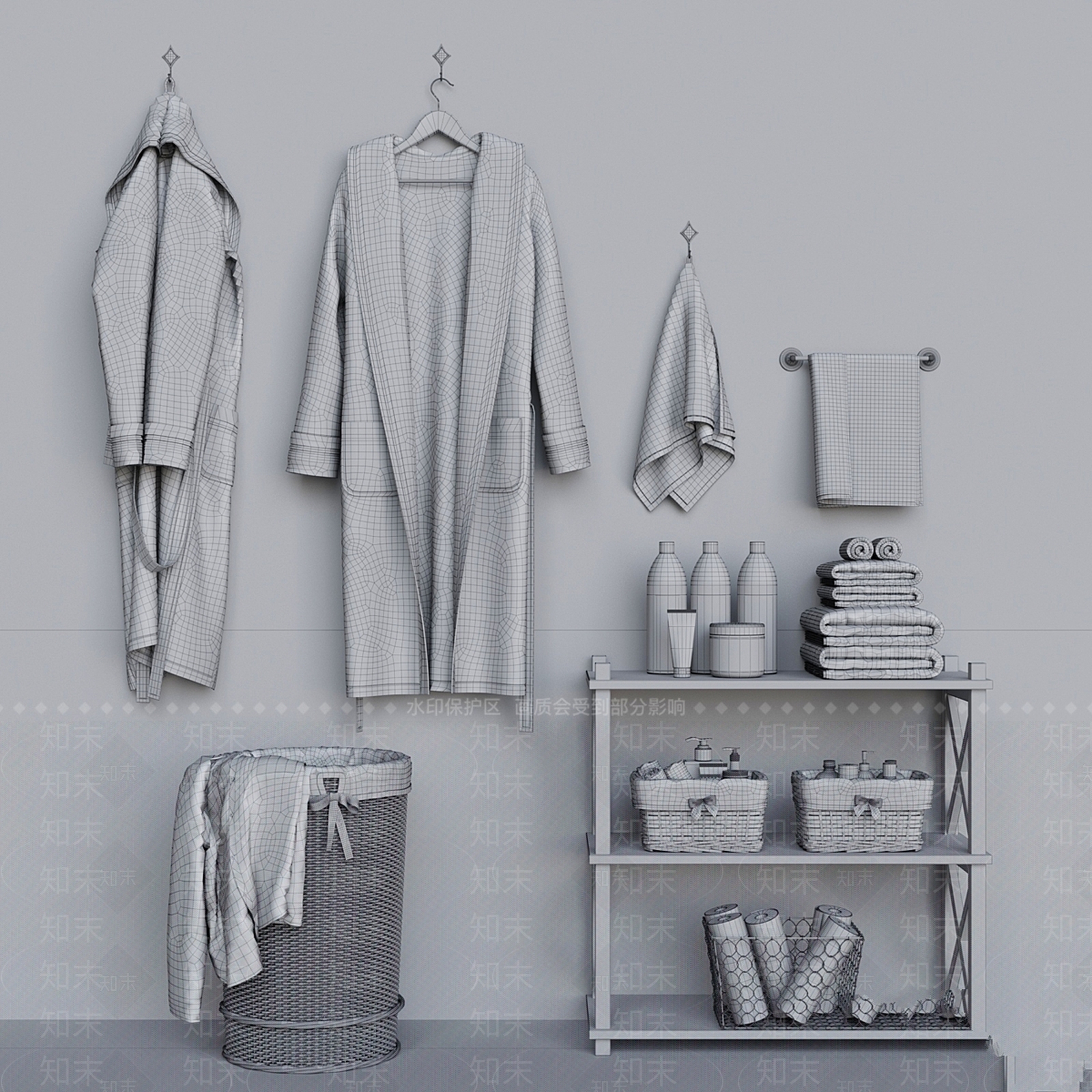 洗浴用品3D模型下载【ID:1184296372】