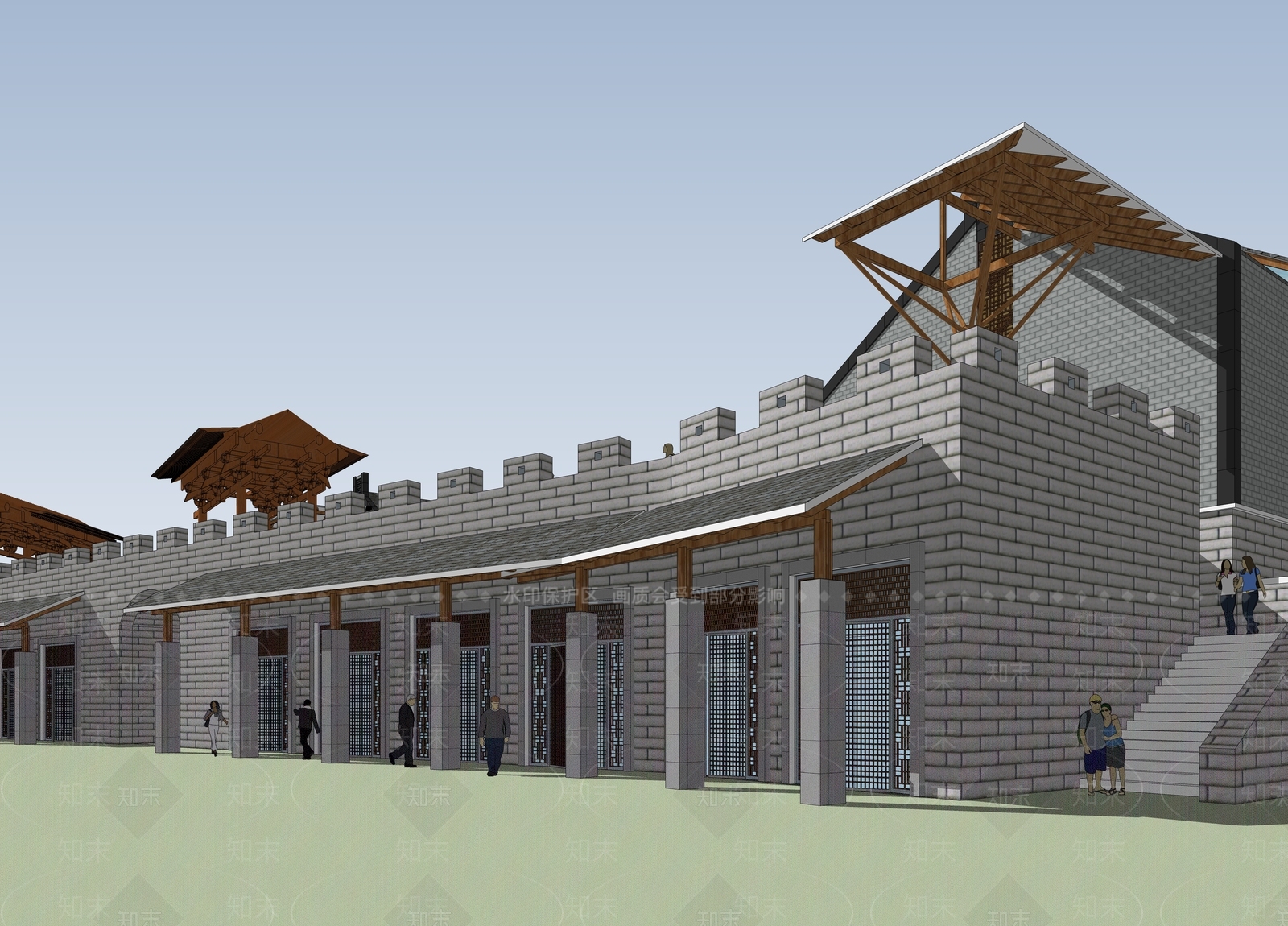 中式古建筑SU模型下载【ID:1184298754】