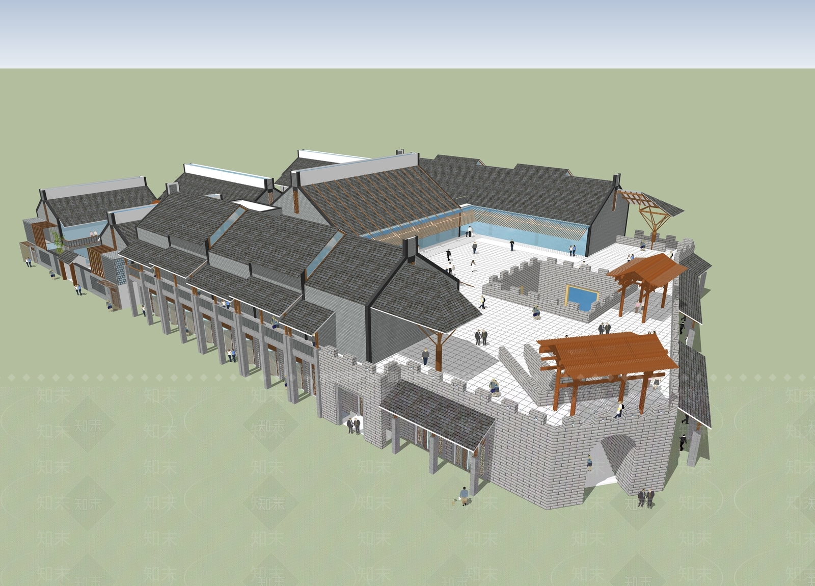 中式古建筑SU模型下载【ID:1184298754】