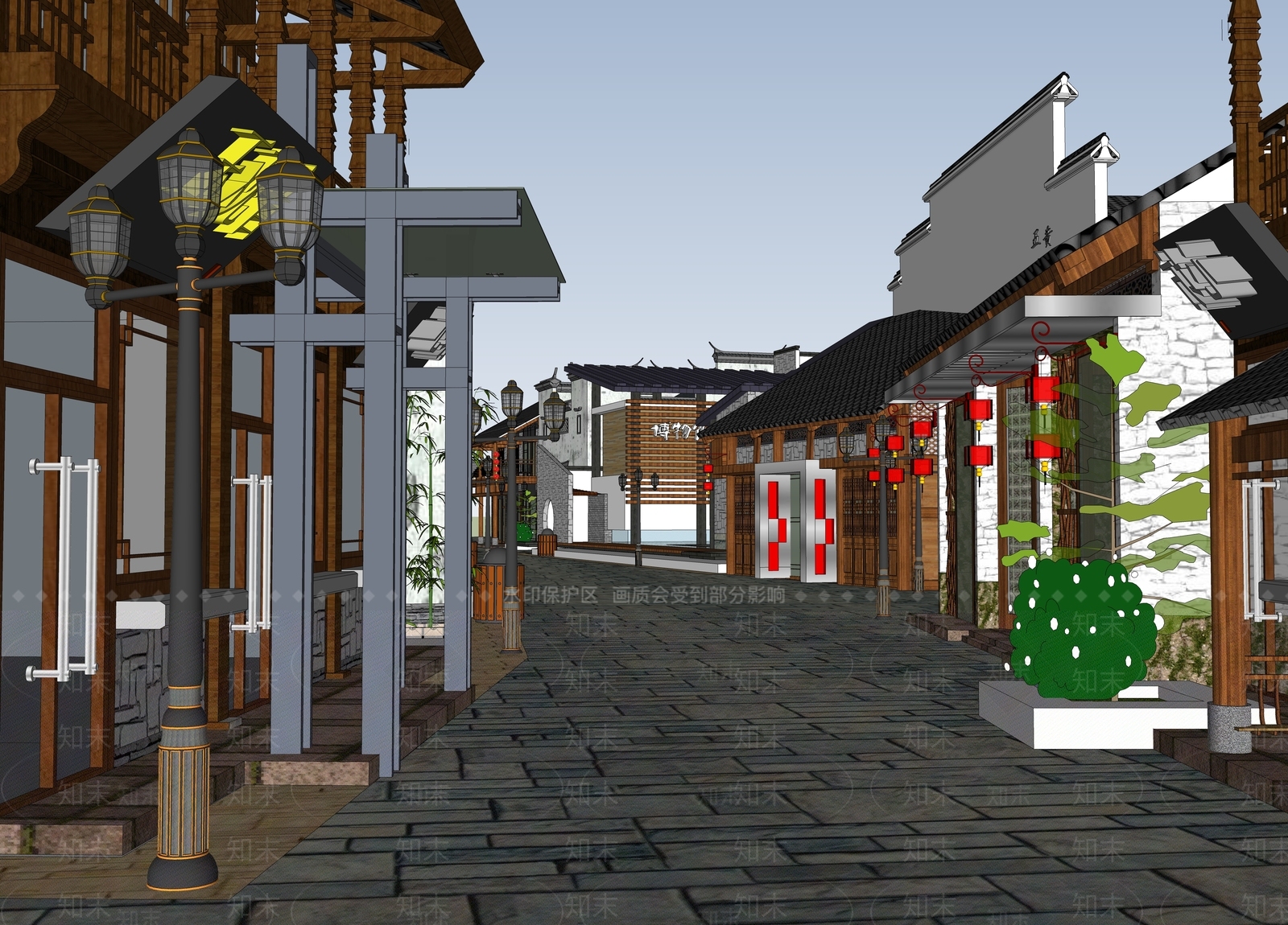 中式古建筑SU模型下载【ID:1184298850】