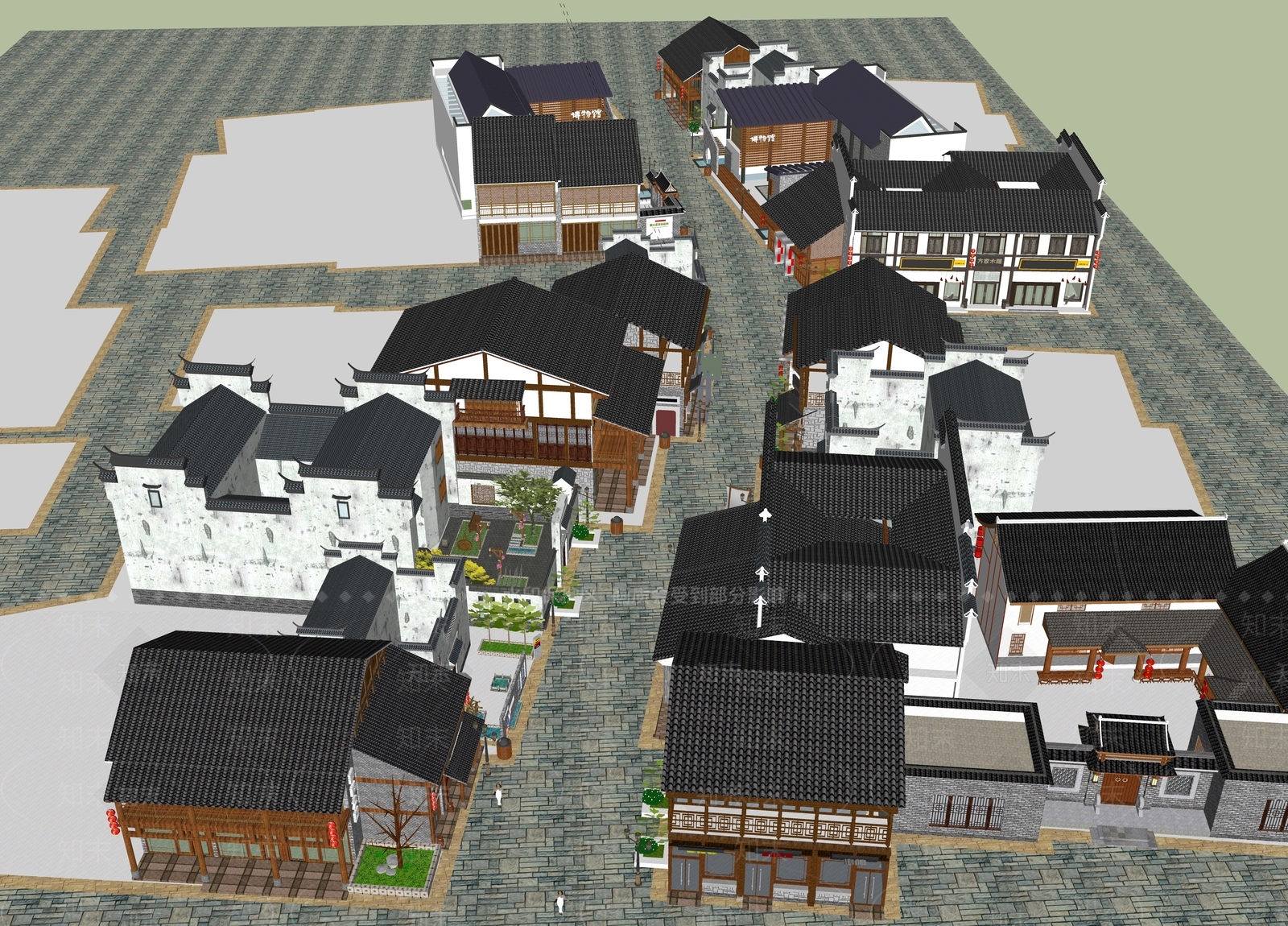 中式古建筑SU模型下载【ID:1184298850】