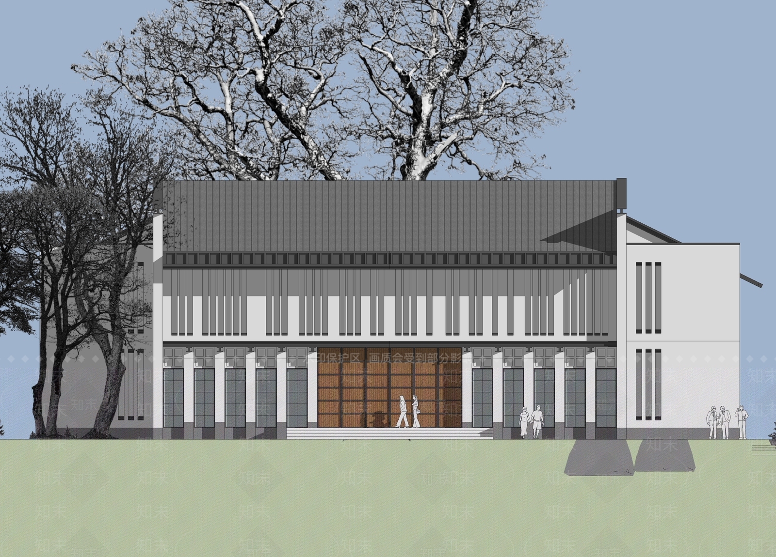 新中式古建筑SU模型下载【ID:1184298946】