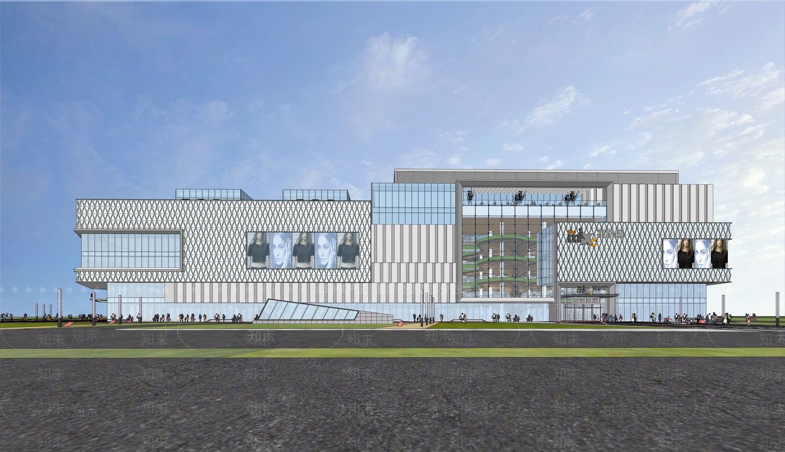 现代轻奢商场建筑SU模型下载【ID:1184300735】
