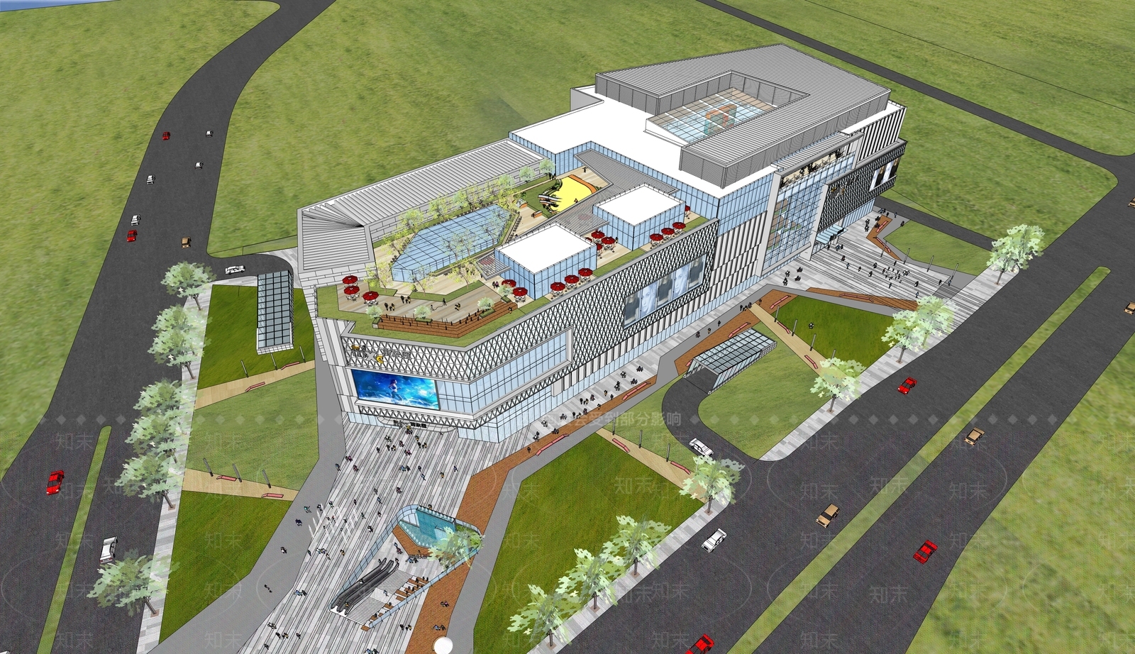 现代轻奢商场建筑SU模型下载【ID:1184300735】
