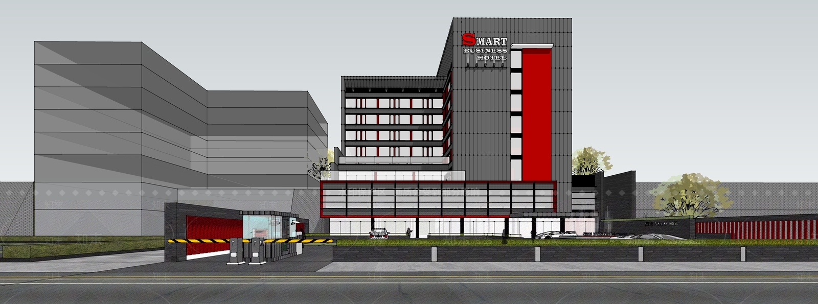 现代酒店建筑SU模型下载【ID:1184300706】