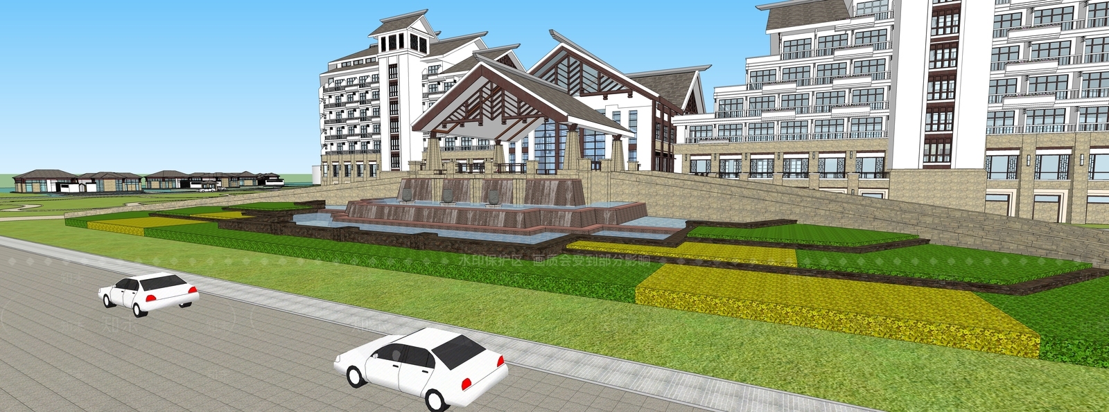 现代酒店建筑SU模型下载【ID:1184301214】