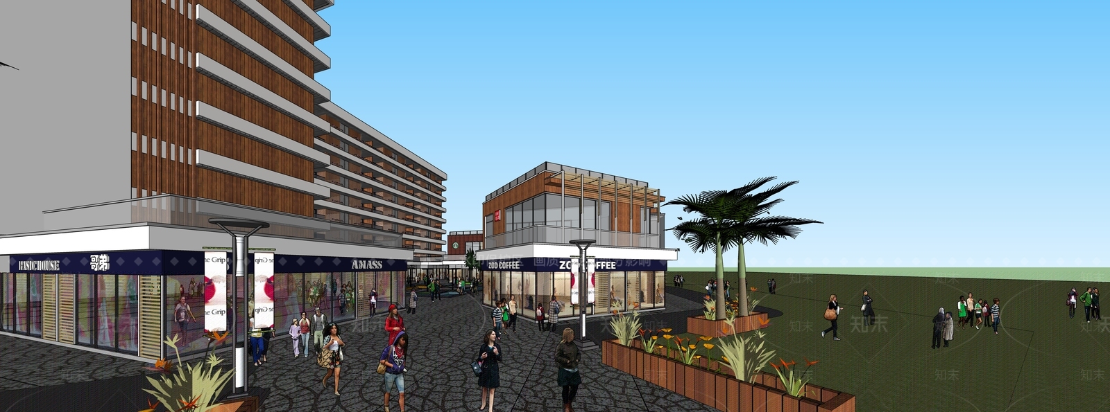 现代酒店建筑SU模型下载【ID:1184301403】