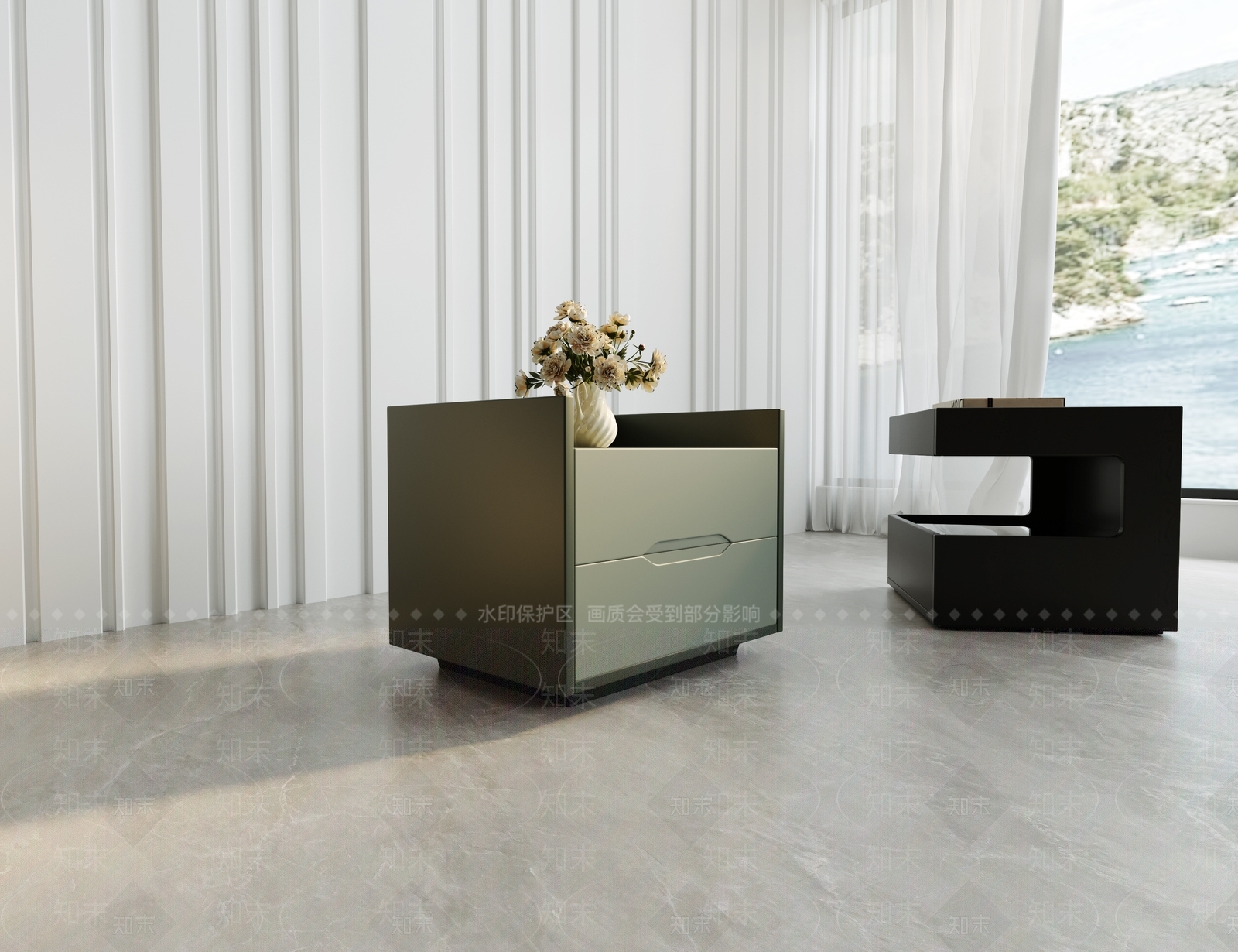现代极简床头柜3D模型下载【ID:1184302944】