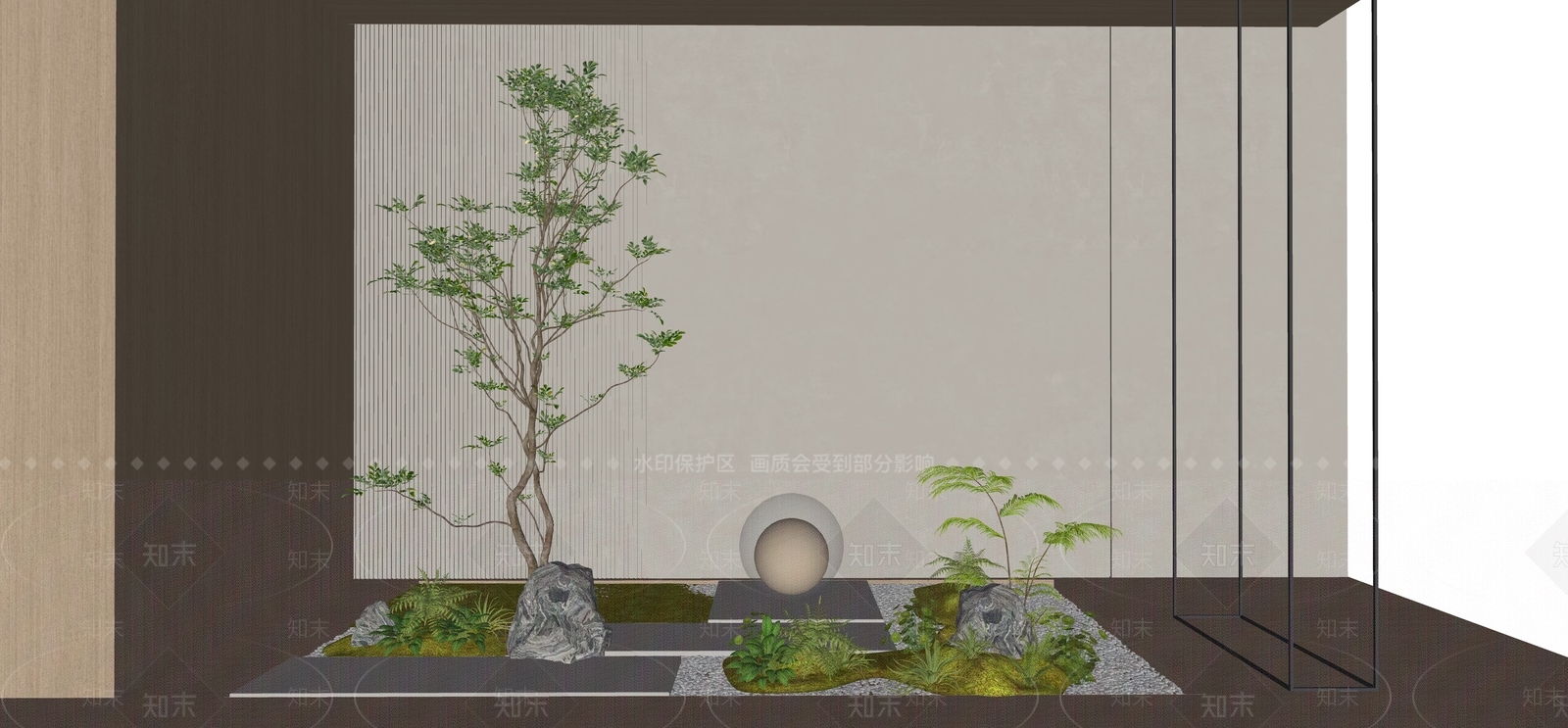 现代庭院小品SU模型下载【ID:1184304517】