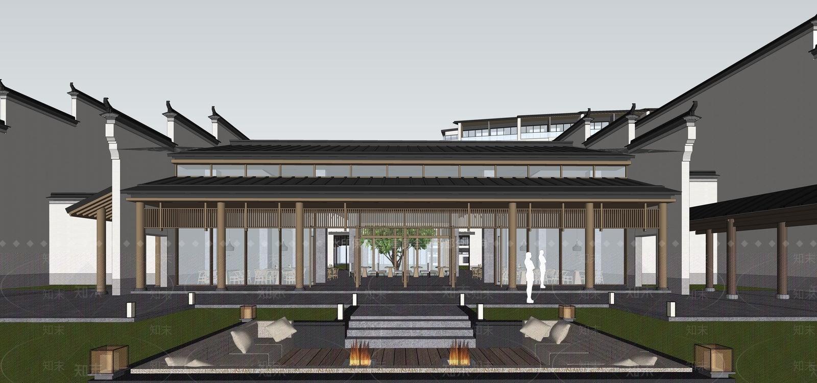 新中式轻奢小公建SU模型下载【ID:1184304774】