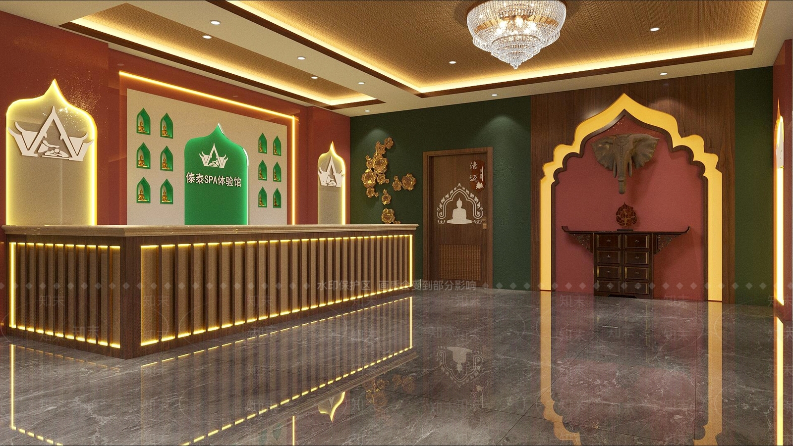 现代足浴店3D模型下载【ID:1184305629】